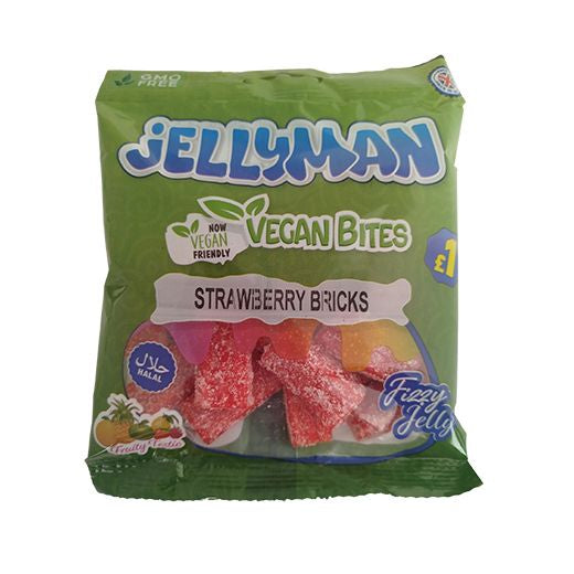 Jellyman Vegan Strawberry Fizzy Bricks (120g) product image