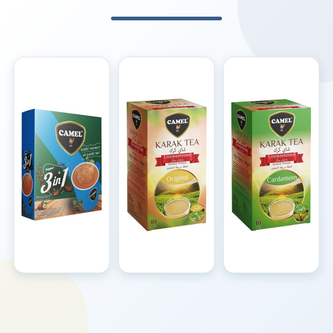 Camel Coffee & Karak Tea Bundle – Hazelnut Coffee with Classic & Cardamom Tea product bundle