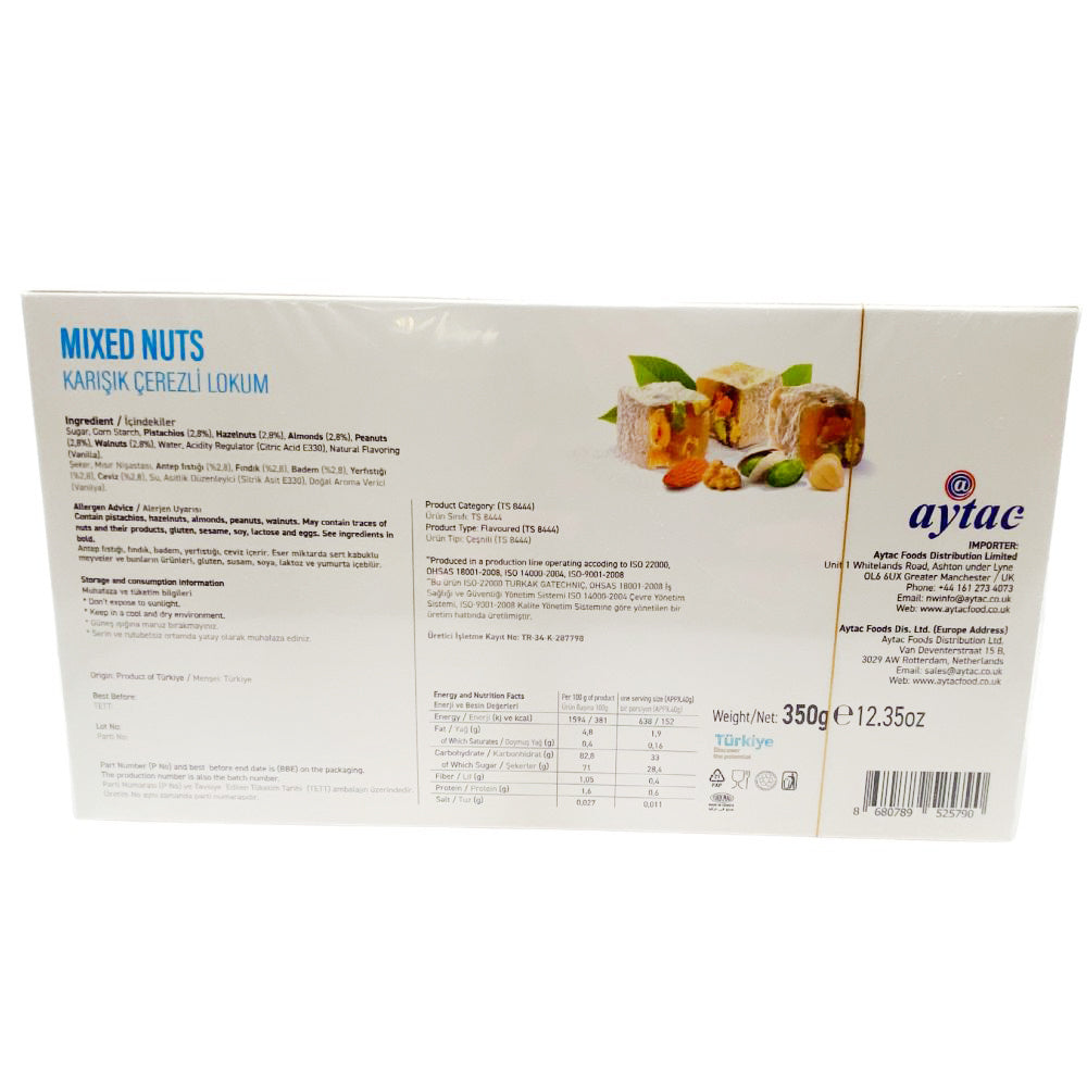 Aytac Turkish Delight Bowl with Mixed Nuts and Fruits (350G)