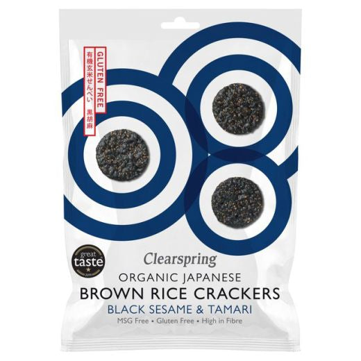 Clearspring Organic Brown Rice Crackers Black Sesame - 40Gr