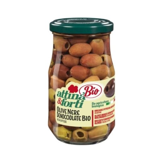 Ita* (3) Attina Bio Organic Pitted Black Olives In Brine (314ml)
