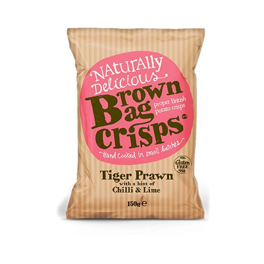 Brown Bag Crisps Tiger Prawn Chilli And Lime 150G