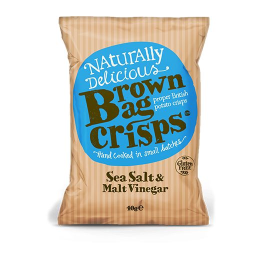 Brown Bag Crisps Sea Salt And Malt Vinegar 40G