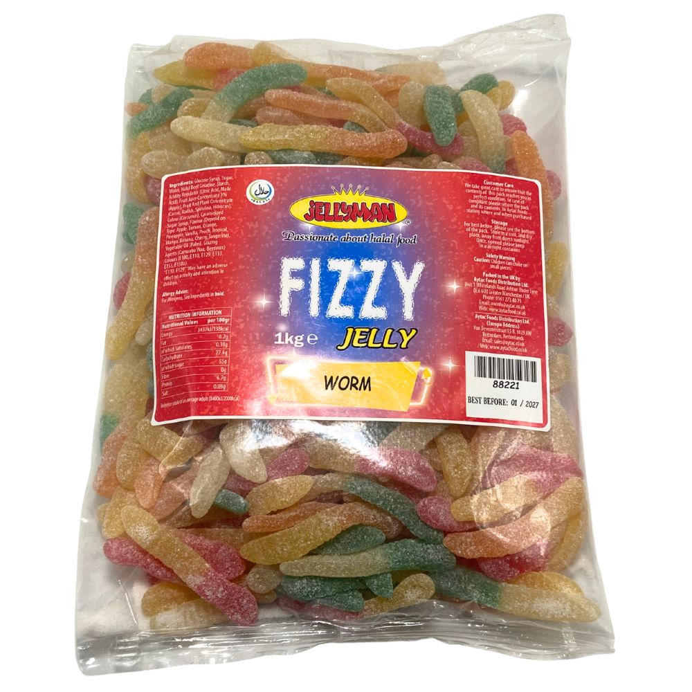 Jellyman Fizzy Worms Mix – Bulk Jelly 1kg