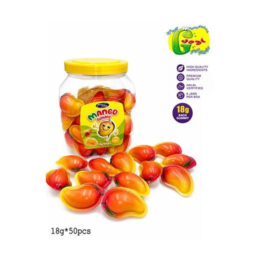 Jellyman Mango gummy sweets in a 50-piece jar