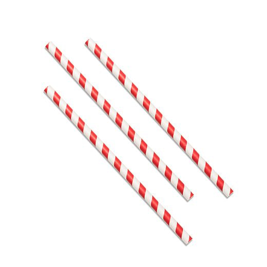 Ctr Hrd Jazzcafe Straight Smoothie Straw Paper (200X8Mm - 8) Red Stripe (200 pcs) product image