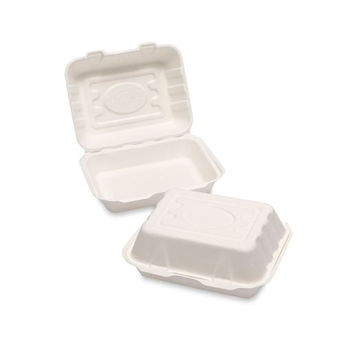 Ctr Hrd (Hb9) Natural L. Bagasse F+C Box (190X150X70Mm - 7.5X6X2.5) Small White (50 pcs) product image