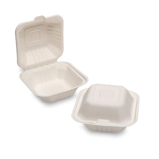 Delisted Hrd Natural L. Bagasse (Hp6) Burger Box (152X152X78Mm - 6) White (50 pcs) product image
