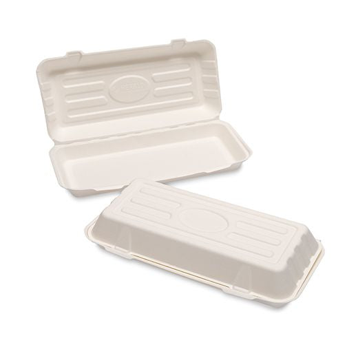 Ctr Hrd Natural L. Bagasse F+C Box (324X155X60Mm - 12.75X6X2.5”) Large White (125 pcs) product image