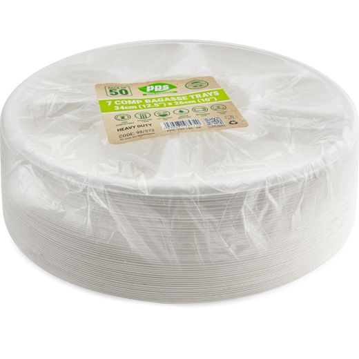 Pps Bagasse 7 Round Compartment Tray 34Cmx26Cm (12.5Incx10Inc) (50 pcs) product image
