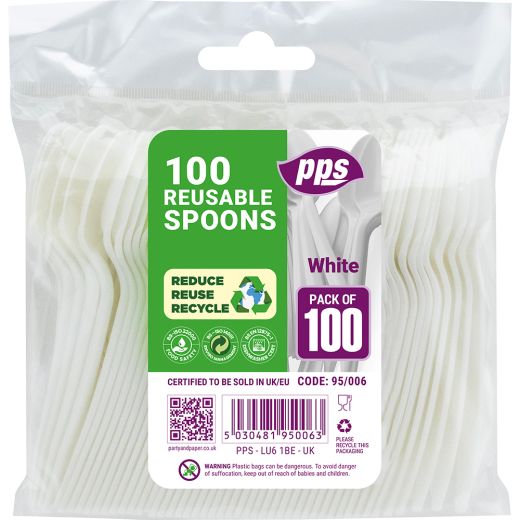 Pps Plastic Spoons White (100 pcs) product image