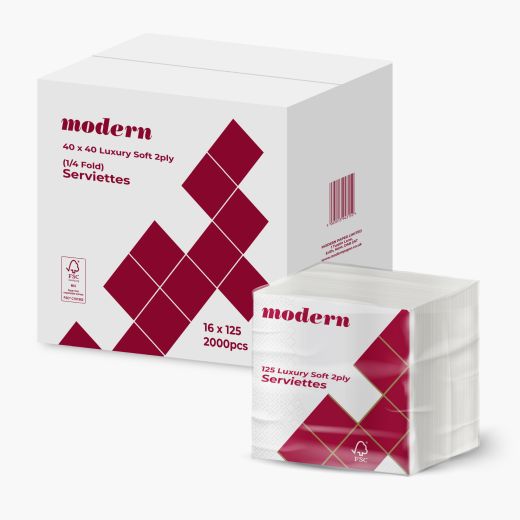 Modern 40X40 Luxury Soft 1 - 4 Fold 2Ply Serviettes (125 pcs) product image