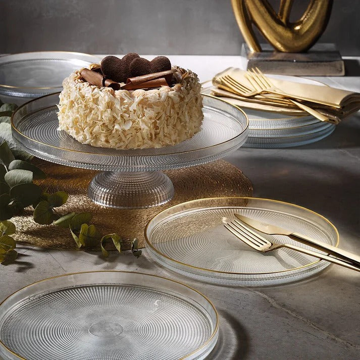 Fecra Loren 7Pc Glass 21Cm Cake Stand Set Gold