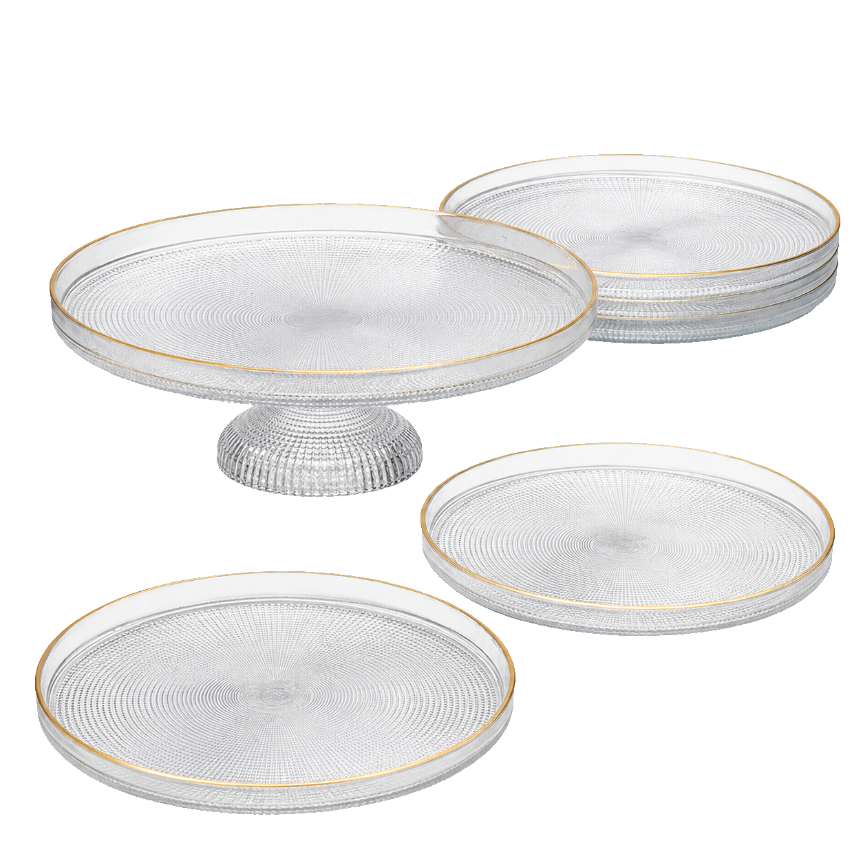 Fecra Loren 7Pc Glass 21Cm Cake Stand Set Gold