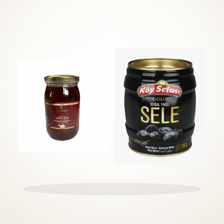 Chestnut Honey and Natural Oily Sele Olives bundle image