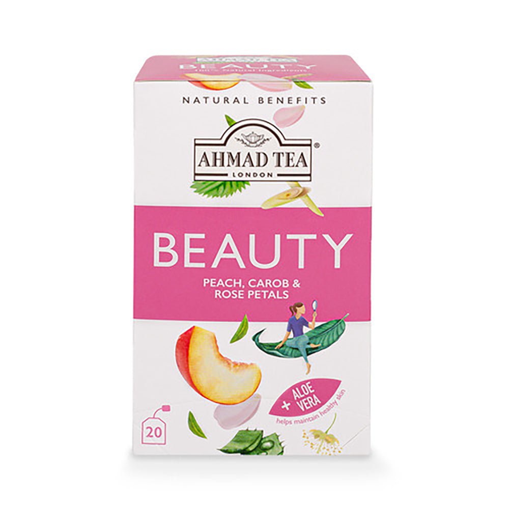 Ahmad Tea Beauty Peach, Carob &amp; Rose Petals (30 gr X 20 bags) - Aytac Foods