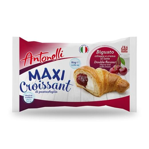 Antonelli Maxi Croissant Cherry And Milk Cream (80G) - Aytac Foods