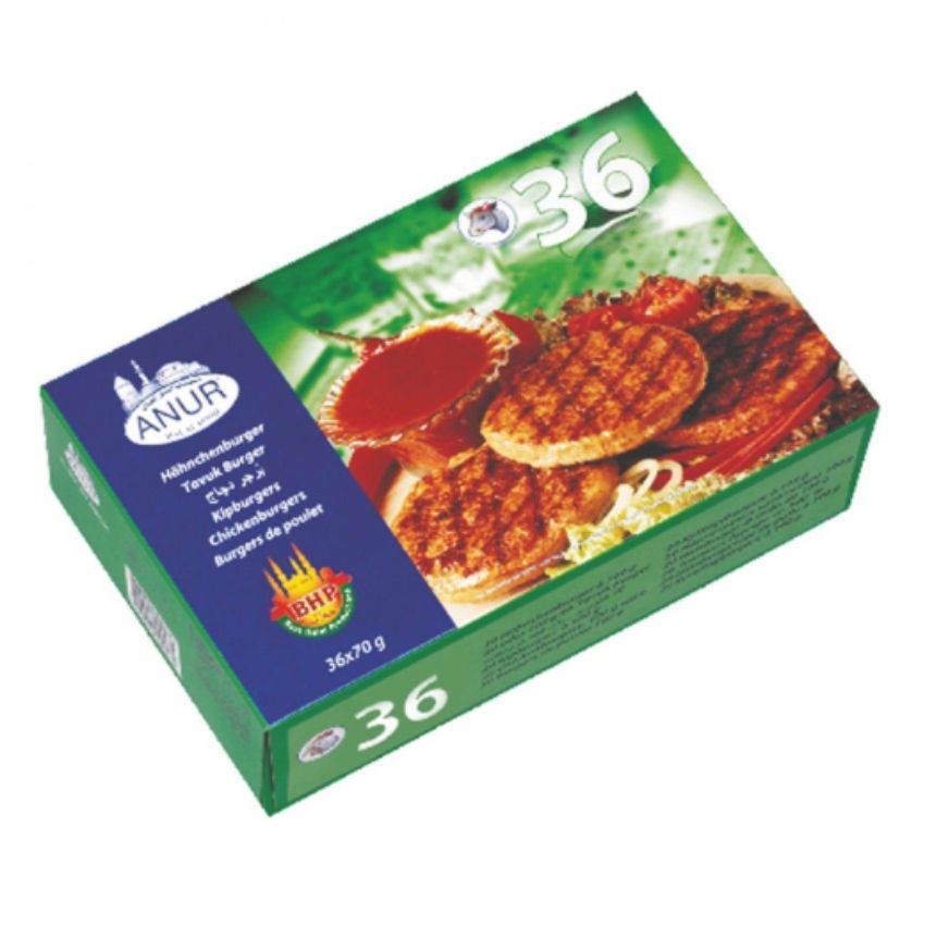Anur Chicken Burger 36 (Tavuk Burger) (36X70G) - Aytac Foods