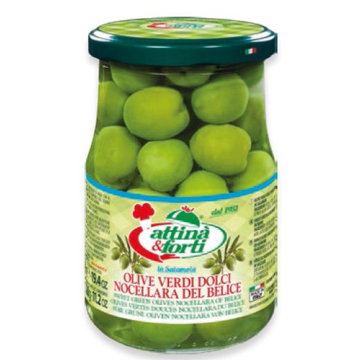 Attina Sweet Green Olives Nocellara Of Belice Jar (550G) - Aytac Foods