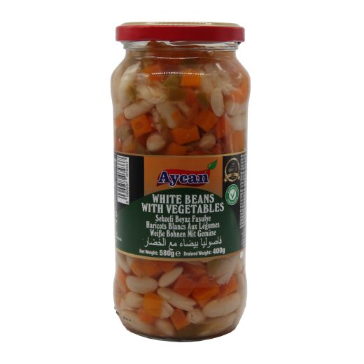Aycan Tr White Beans With Vegetables Jar (580G) - Aytac Foods