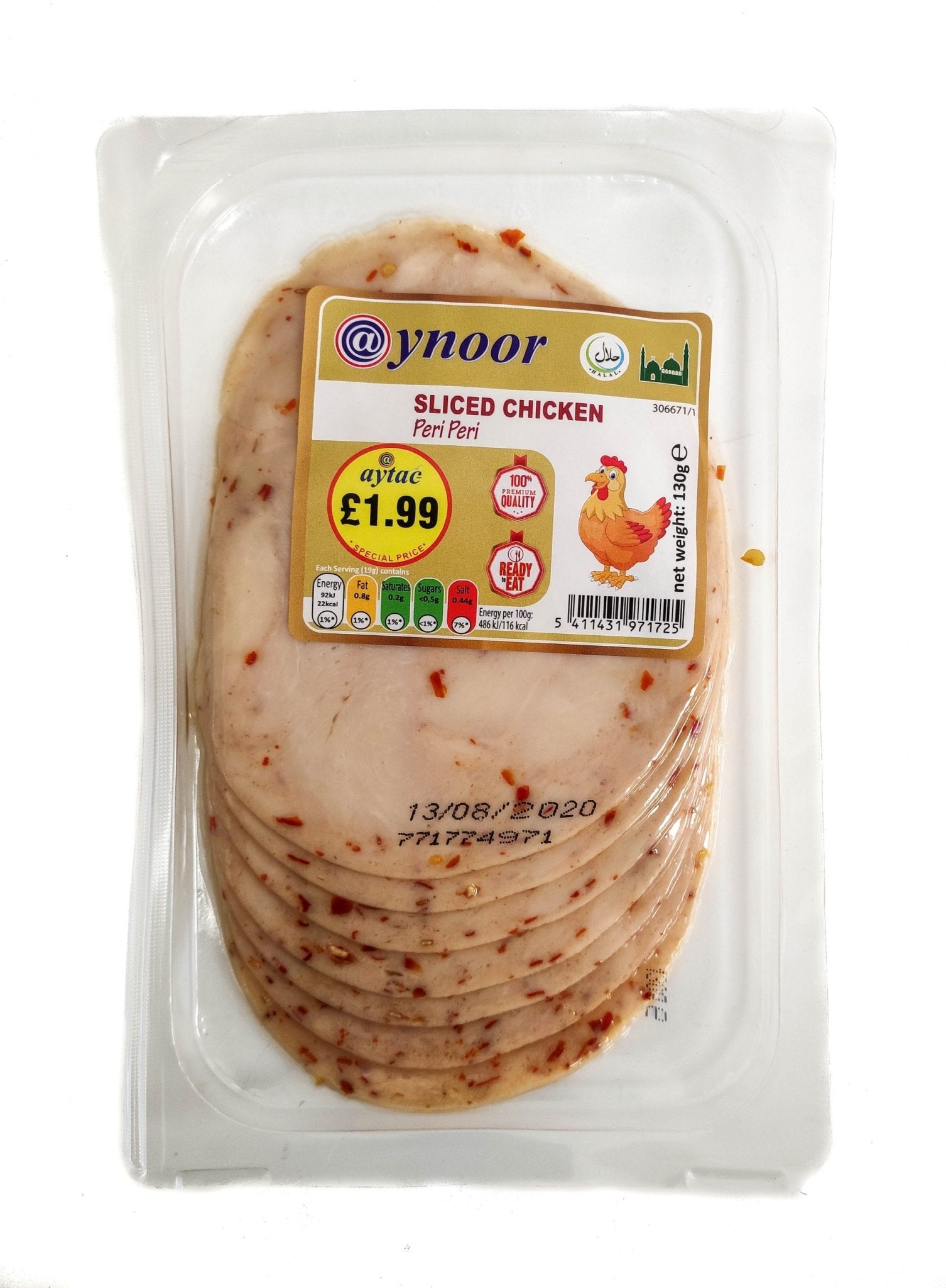 Aynoor Sliced Chicken Breast Peri Peri (130G) - Aytac Foods
