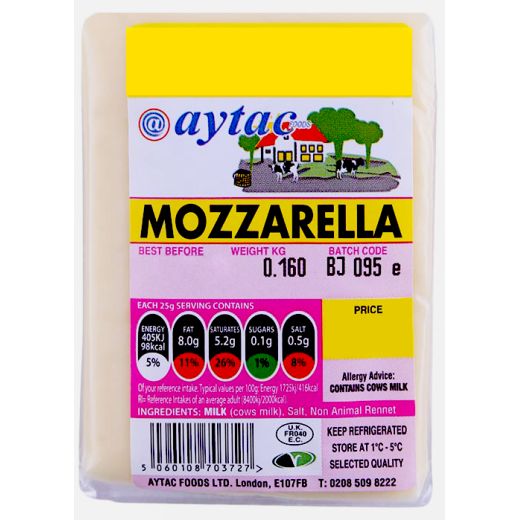 Aytac Mozzarella Block Cheddar (160G) - Aytac Foods