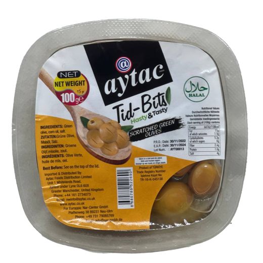 Aytac Olives Green Scratched (100GX18) - Aytac Foods