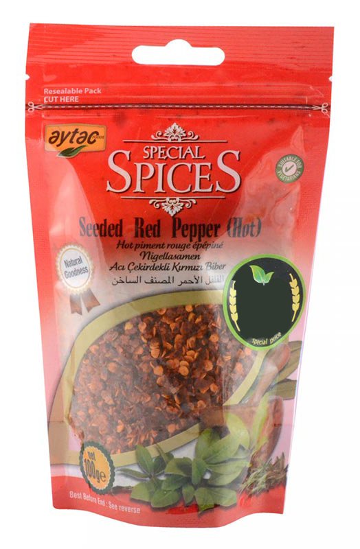 Aytac Seeded Red Pepper Flakes Hot (100G) - Aytac Foods