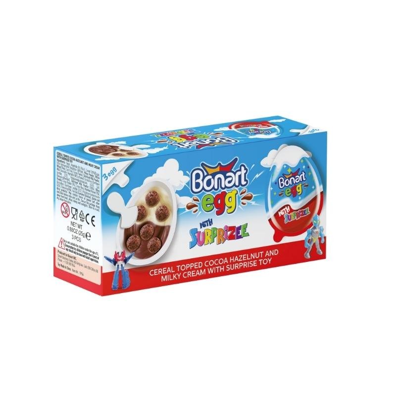 Bonart Egg With Surprise Toy Multipack For Boys (3x 25G) - Aytac Foods