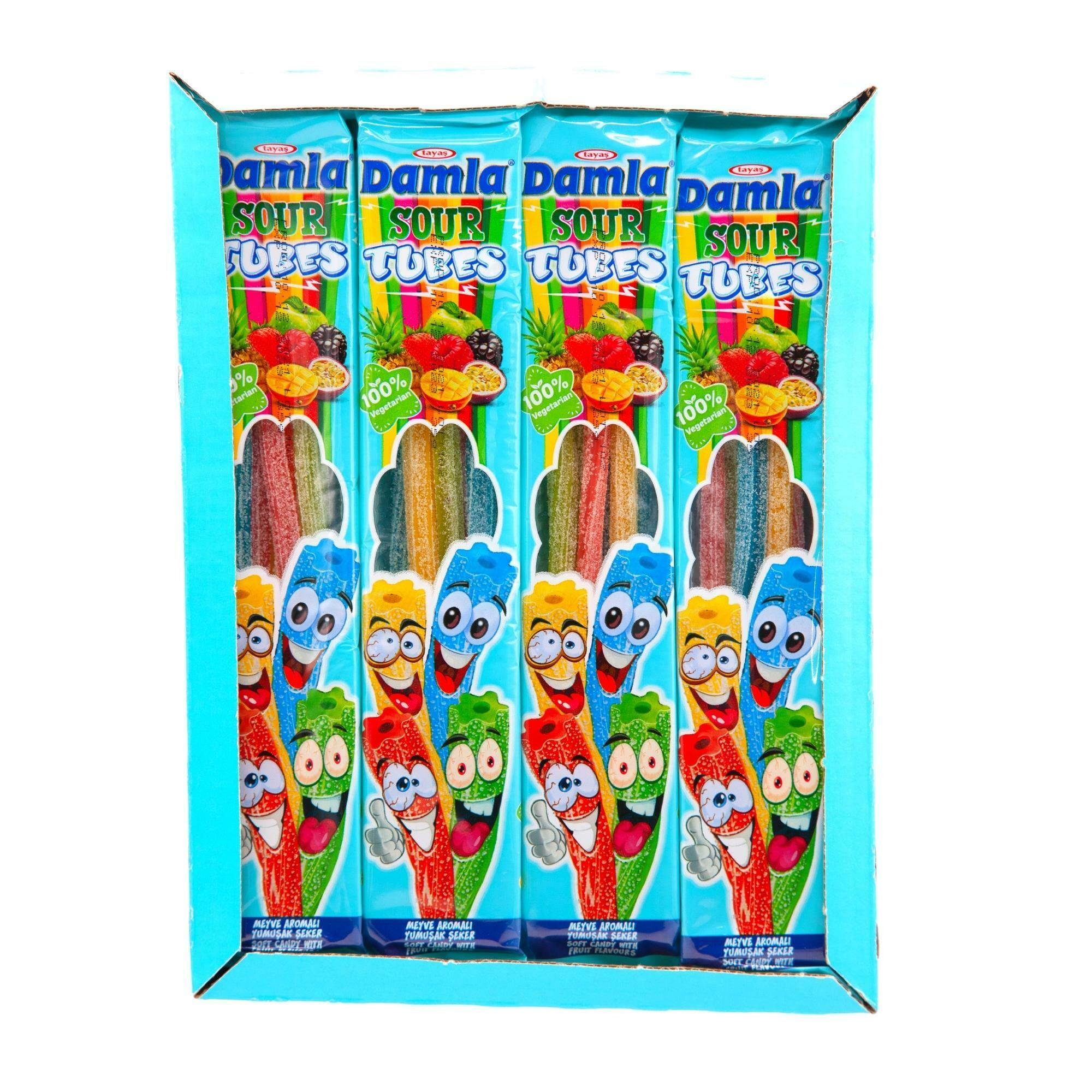 Damla Sour Licorice Tubes Assorted (35 Gr X 24 Pcs) - Aytac Foods