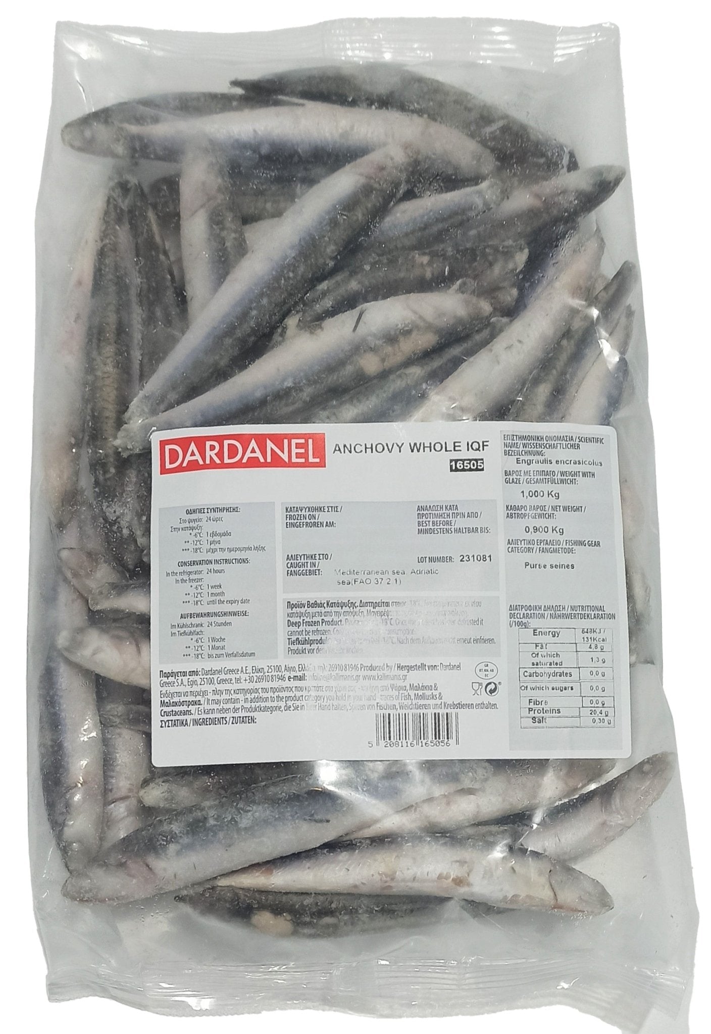 Dardanel Anchovy Whole IQF (1KG) - Aytac Foods