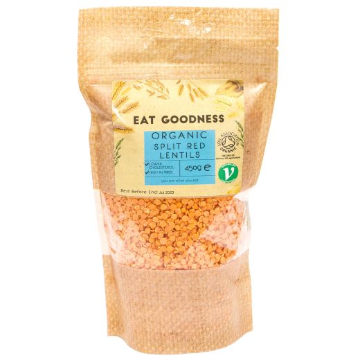 Eat Goodness Organic Split Red Lentils - 450GR - Aytac Foods