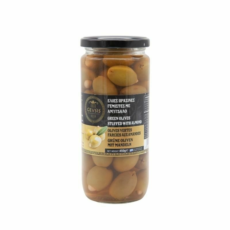 Gevsis Green Olives Stuffed With Almond (500G) - Aytac Foods