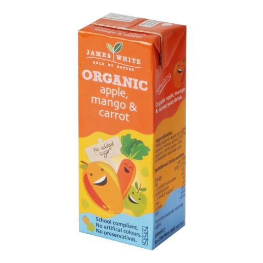 James White Organic Apple Mango Carrot Juice - (3X200Ml) - Aytac Foods