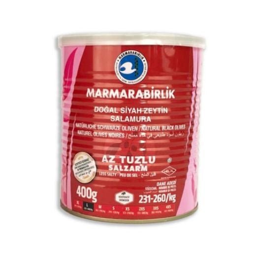 Mar B. Dogal Black Olives Salamura Az Tuzlu [L] [231-260] (400G) - Aytac Foods