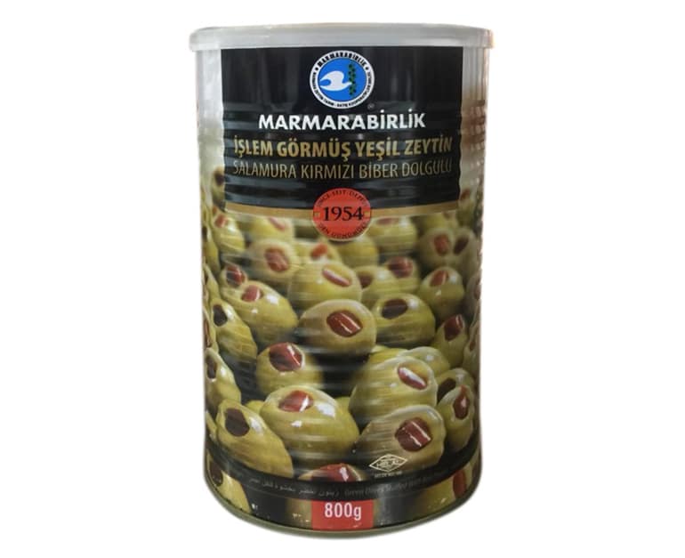 Marmara Birlik Green Stuffed Olives 201-230 (800G) - Aytac Foods