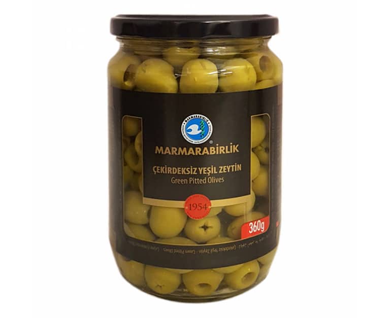 Marmara Birlik Jar Green Pitted Olives (400G) - Aytac Foods