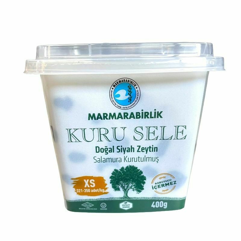 Marmara Birlik Kuru Sele Black Olives White Pvc (400G) - Aytac Foods