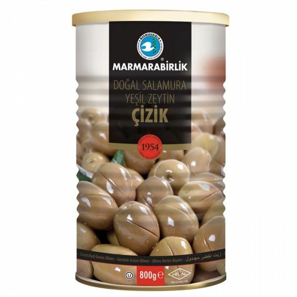 Marmara Birlik Natural Green Scratched Olives (800G) - Aytac Foods