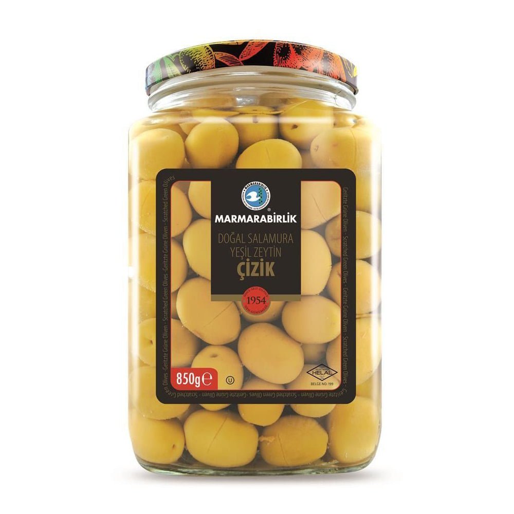 Marmara Birlik Scratched Green Olives (850G) - Aytac Foods