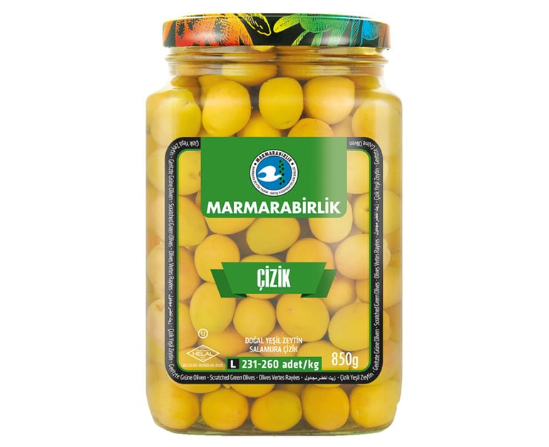 Marmara Birlik Scratched Green Olives Pet 850G 950G - Aytac Foods