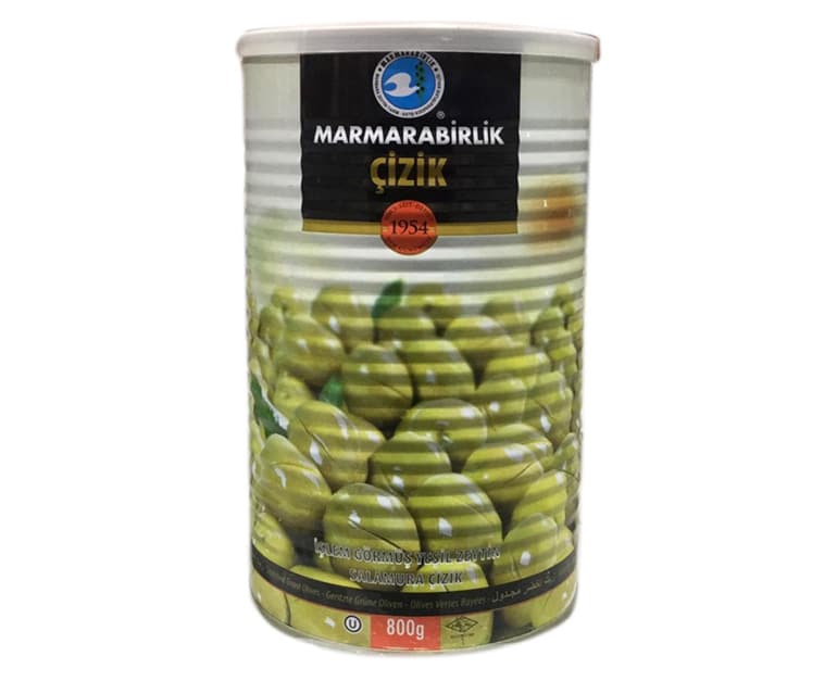 Marmara Birlik Xl Scratched Green Olives 201-230 (800G) - Aytac Foods
