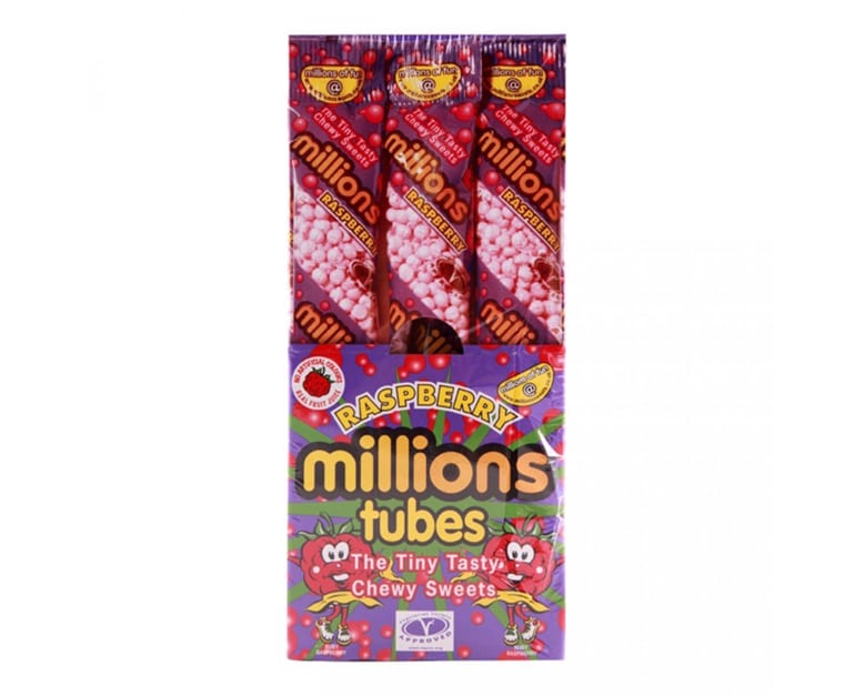 Millions Tube Raspberry (65 gr X 12 pcs) - Aytac Foods
