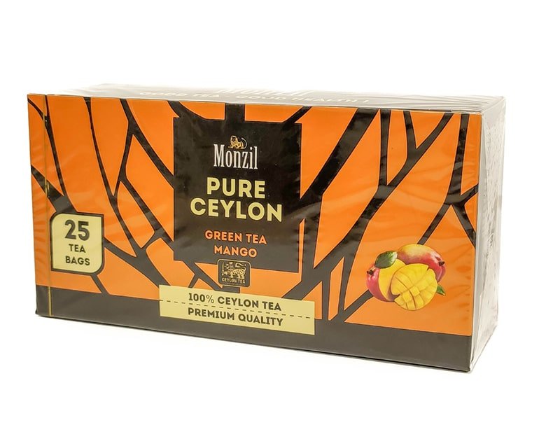Monzil Pure Ceylon Green Tea&Mango Teabag 50Gx25Bags - Aytac Foods