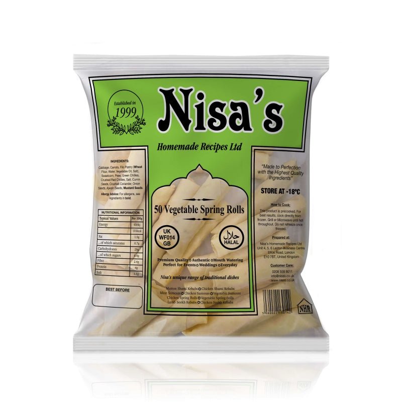 Nisa's Veg Spring Roll (50pcs) - Aytac Foods