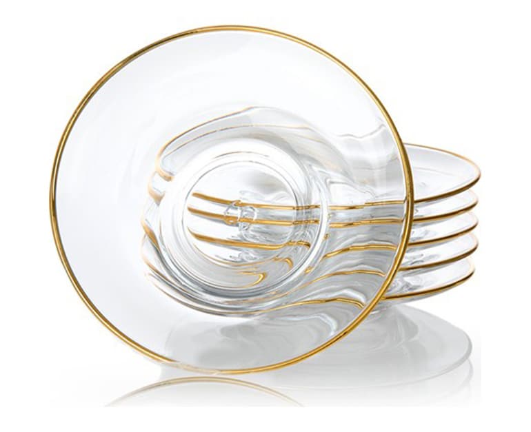 Pasabahce Gold Tea Plates (6 pcs) - Aytac Foods