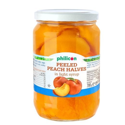 Philicon Fresh Peeled Peach Halves In Light Syrup (700G) - Aytac Foods