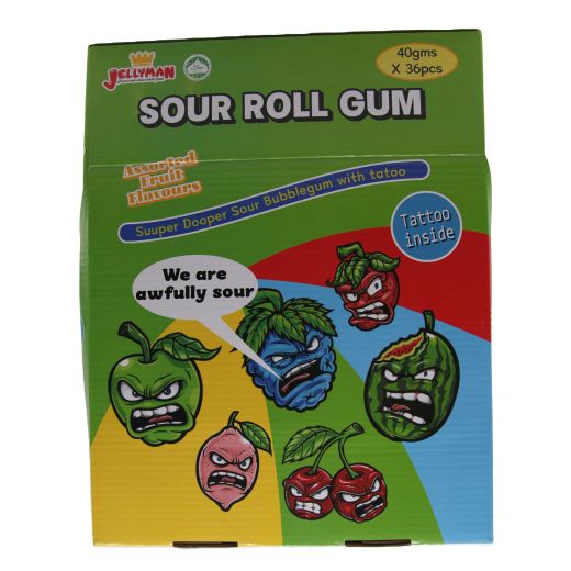 Jellyman Mega Sour Roll Gum (40GR X 36PCS)