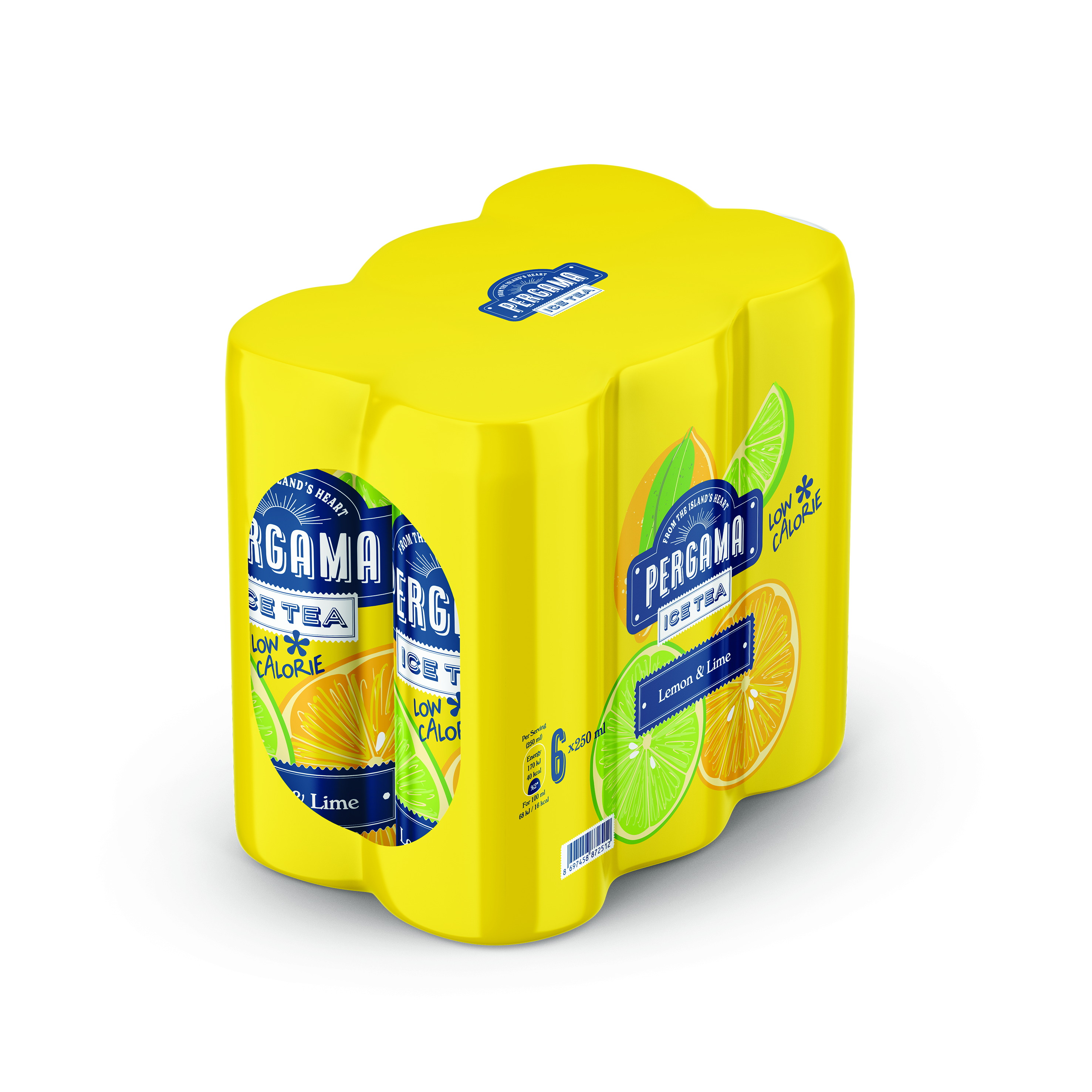 PERGAMA LEMON & LIME LOW CALORIE ICE TEA (6X250ML)