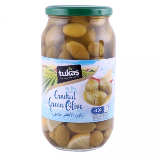 Tukas 3Xl Cracked Green Olives [ Jar] (1KG)